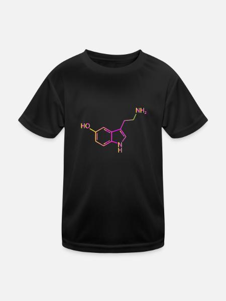 Serotonin Molekül Chemie Glück Geschenkidee - Kinder Funktions-T-Shirt - Schwarz - Vorne