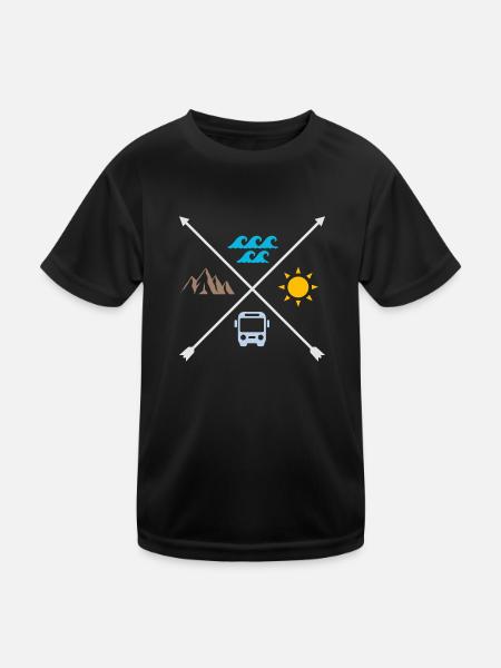 Surfen Sonnenschein Welle Surfbus Tattoo Design - Kinder Funktions-T-Shirt - Schwarz - Vorne