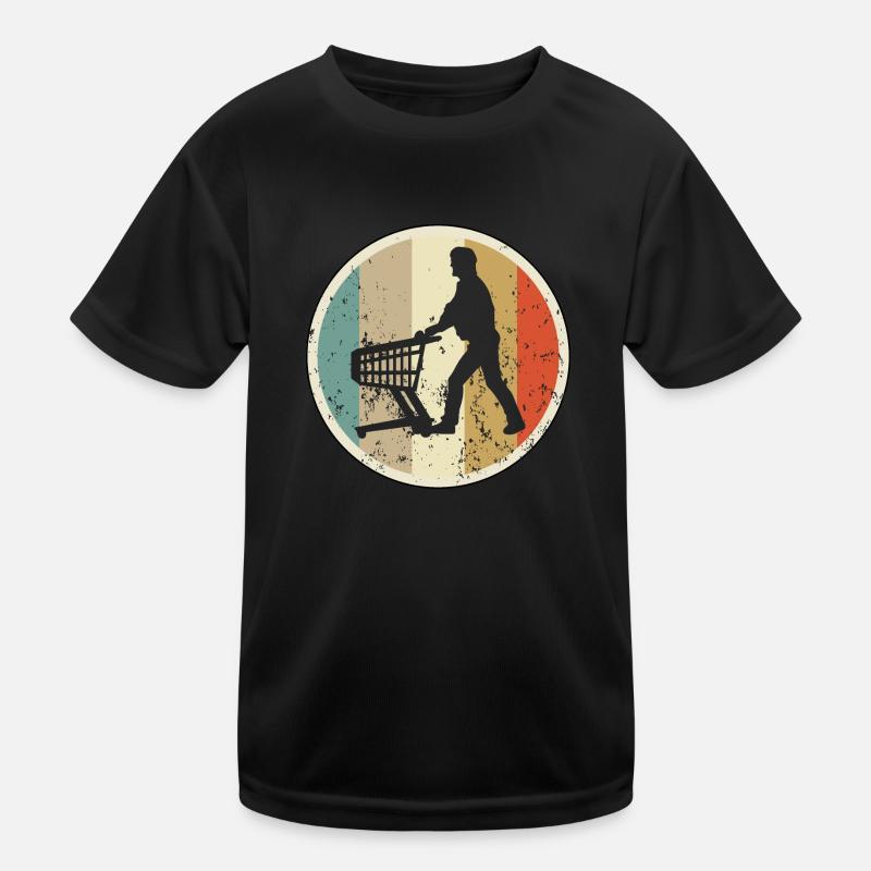 Mann mit Einkaufswagen Supermarkt Kinder Funktions-T-Shirt