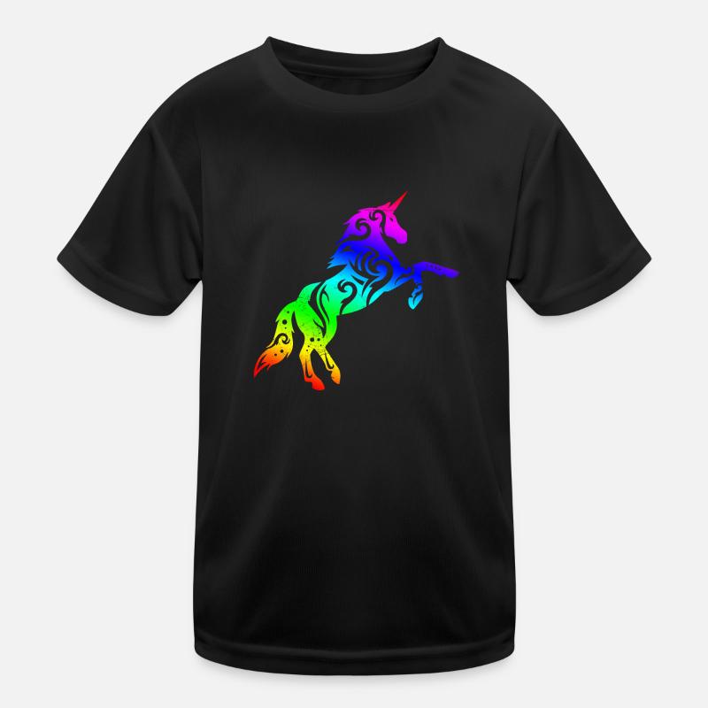 Einhorn Regenbogen Tribal Tattoo Bunt Geschenk Kinder Funktions-T-Shirt