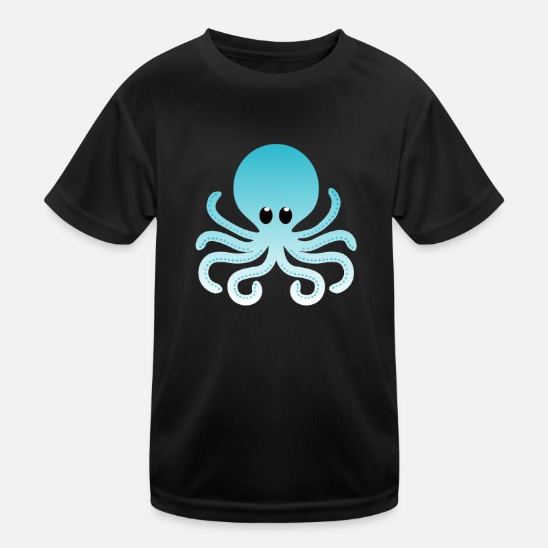 Sky Blue Ombre Octopus Kids Functional T-Shirt