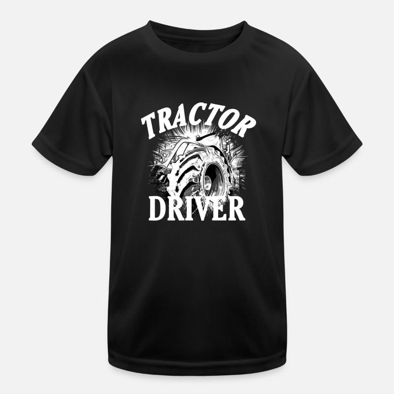 Traktor - Kinder Funktions-T-Shirt - Schwarz