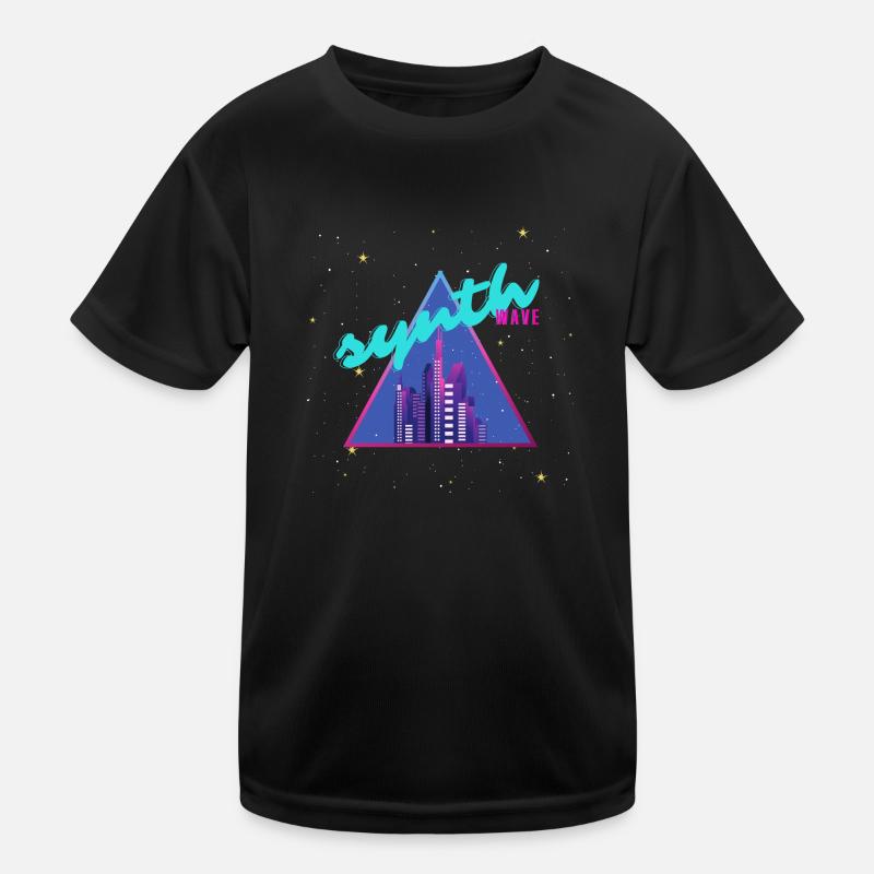 Synthwave - Kinder Funktions-T-Shirt - Schwarz