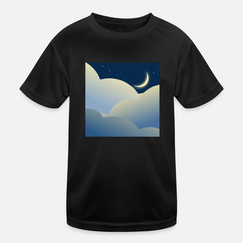 Night sky with moon Kids Functional T-Shirt