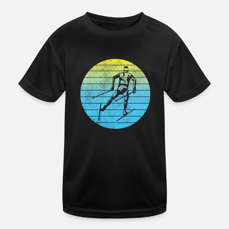 Skiing Retro Skier Skiers Vintage Skiing Kids Functional T-Shirt
