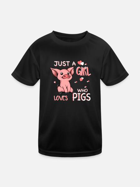 Just a Girl who loves Pigs - Kids Functional T-Shirt - black