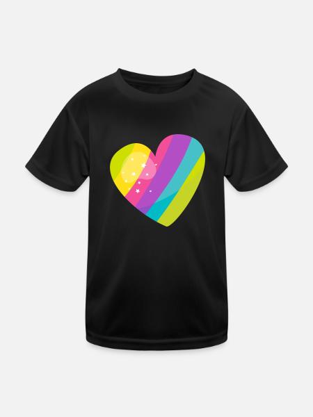Herz - Kinder Funktions-T-Shirt - Schwarz