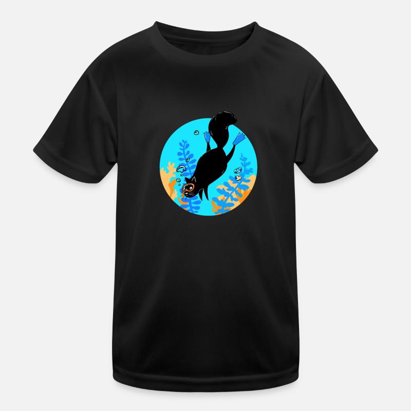 Cat - Kinder Funktions-T-Shirt - Schwarz