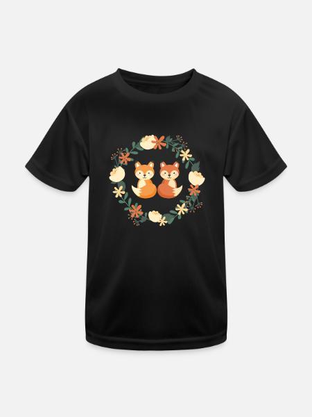 fox siblings - Kids Functional T-Shirt - black - Front