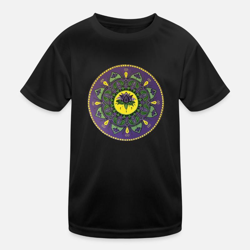 Mandala violet flower Handmade Kinder Funktions-T-Shirt