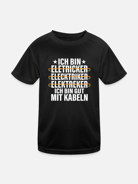 Ich bin Eletricker Elecktriker Elektreker Ele - Kinder Funktions-T-Shirt - Schwarz - Vorne