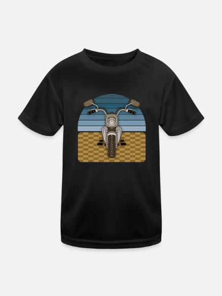 Motorrad - Kinder Funktions-T-Shirt - Schwarz - Vorne