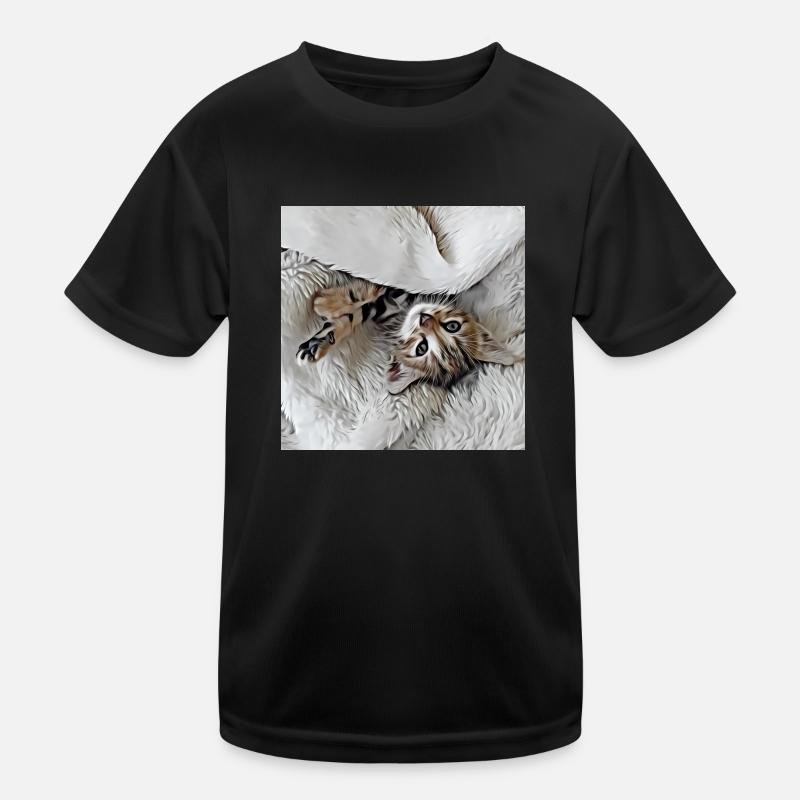 Cute little kitten lying upside down on the back Kids Functional T-Shirt