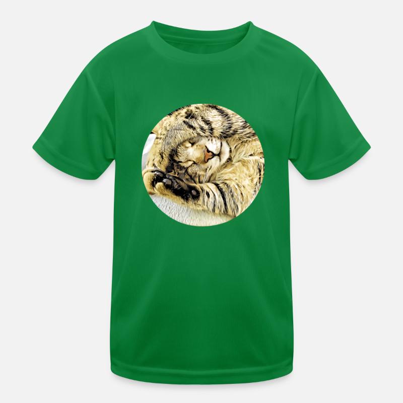 Chubby sleeping tabby cat Kids Functional T-Shirt