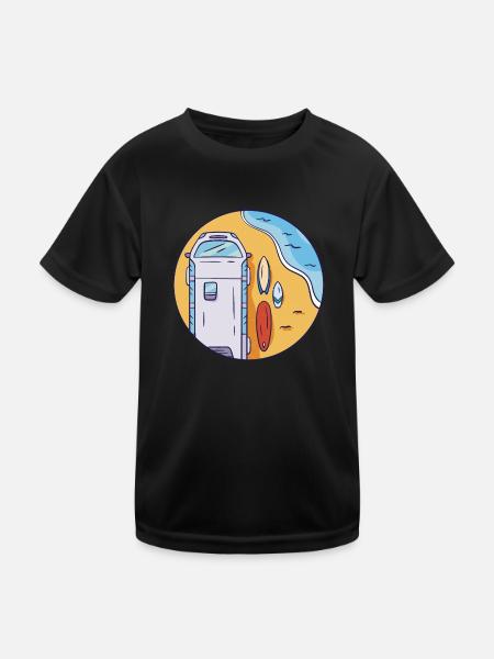 Sommerurlaub Meer Surfen Reisen Sommerurlaub Meer - Kinder Funktions-T-Shirt - Schwarz - Vorne