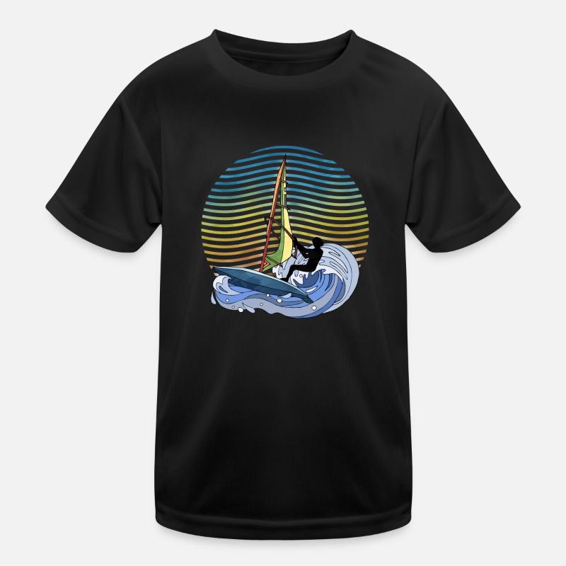 Windsurfen - Kinder Funktions-T-Shirt - Schwarz