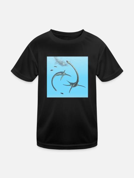 Plesiosaurier Elasmosaurus - Kinder Funktions-T-Shirt - Schwarz - Vorne