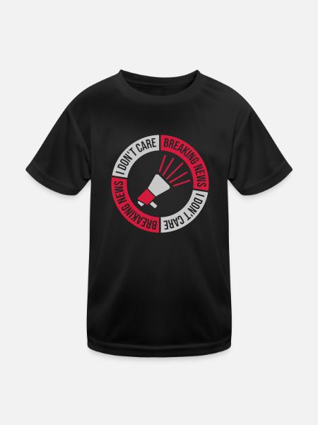 Breaking news don't care - Kinder Funktions-T-Shirt - Schwarz - Vorne