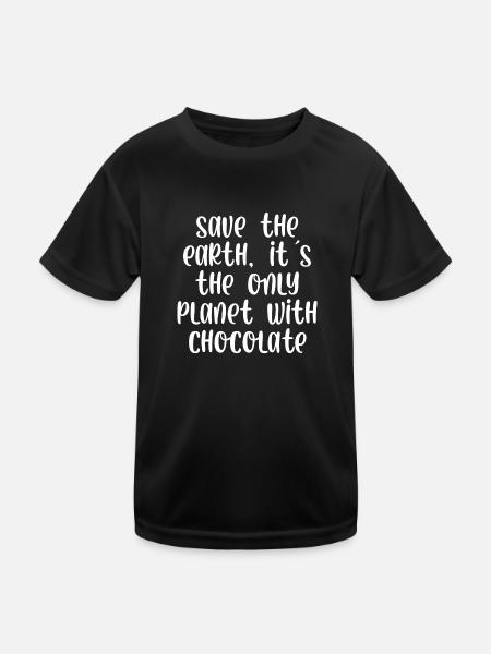 Save the earth its the only planet with chocolate - Kinder Funktions-T-Shirt - Schwarz - Vorne