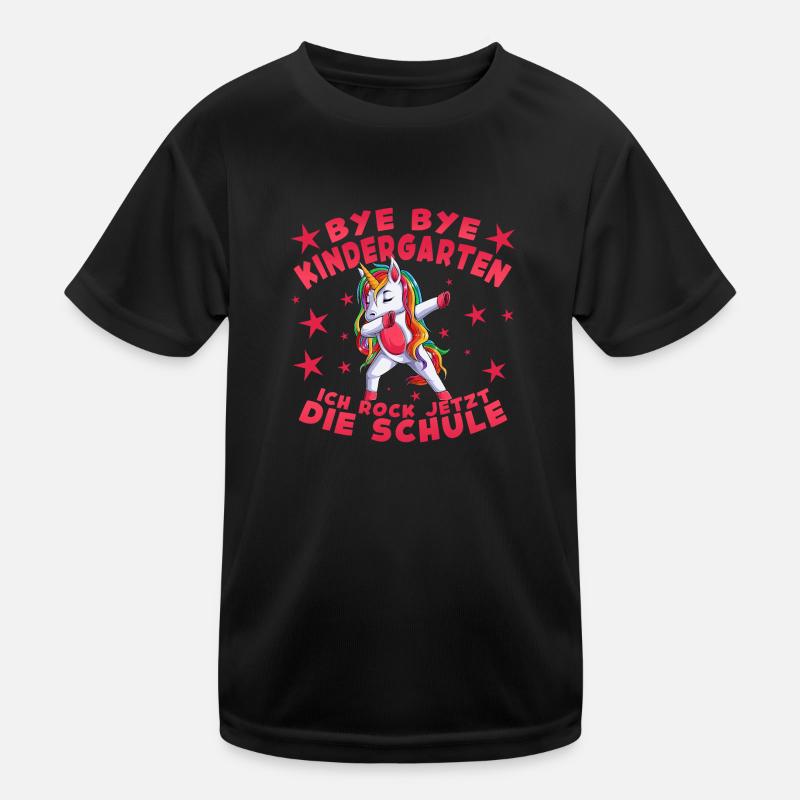 Bye Kindergarten Schule Kinder Einhorn - Kinder Funktions-T-Shirt - Schwarz