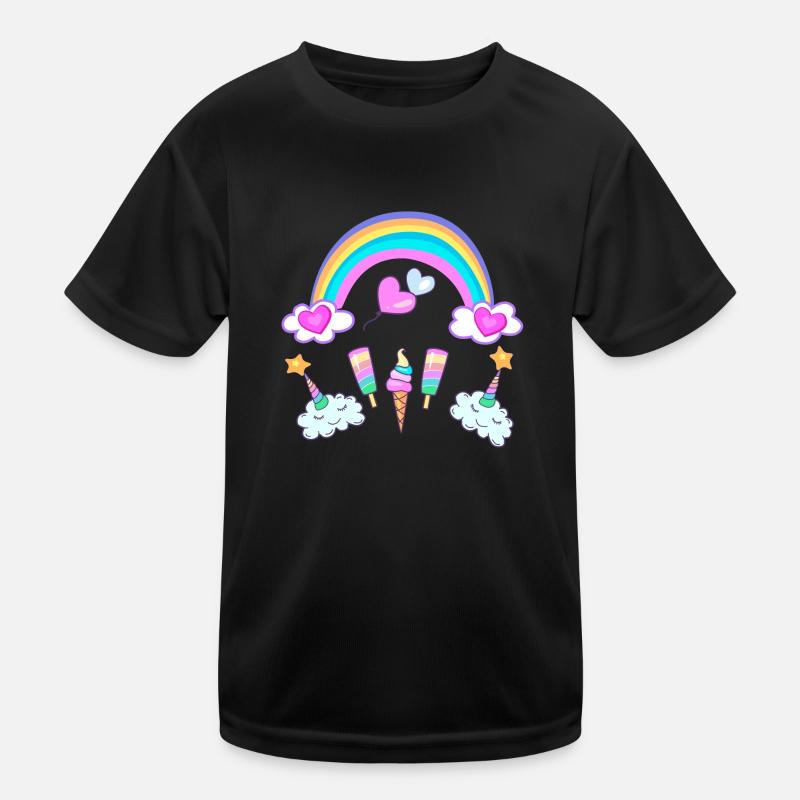 Eishorn Rainbow - Kids Functional T-Shirt - black