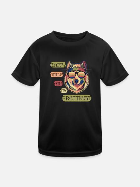 Glückliche Mädchen sind am schönsten - interessanter Spruch - Kinder Funktions-T-Shirt - Schwarz - Vorne