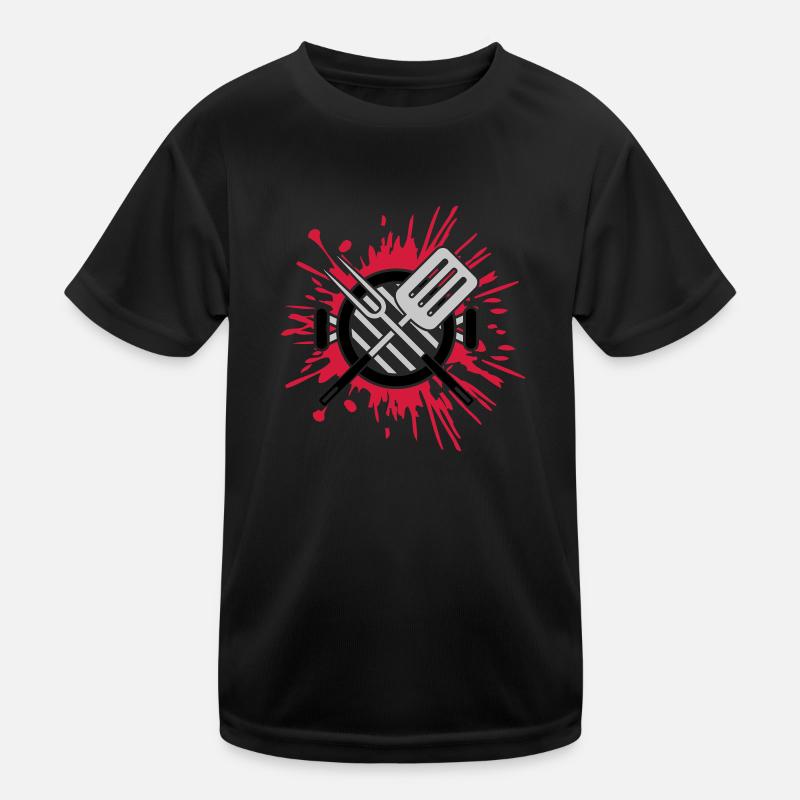Tropfen Kohlegrill Farbklecks Grillmeister Kinder Funktions-T-Shirt