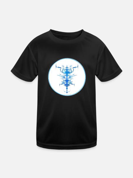 Mystique Collection ~ hellblau ~ n°8 - Kinder Funktions-T-Shirt - Schwarz - Vorne