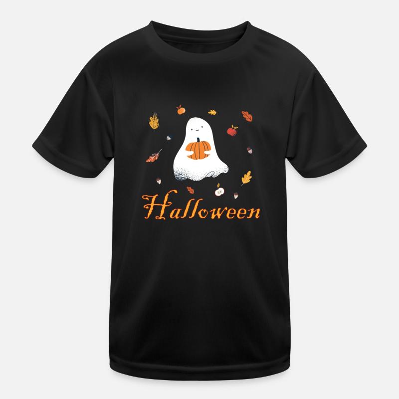 Halloween ghost with pumpkin design creepy Kids Functional T-Shirt