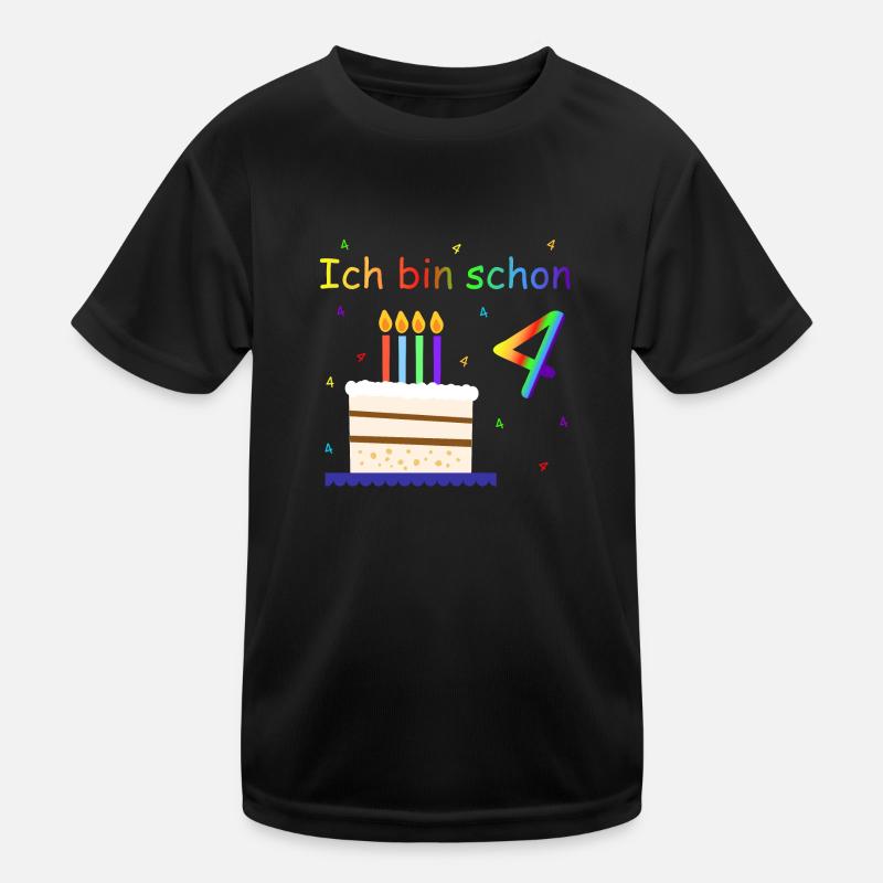 Ich bin 4 Jahre Geburtstag Torte Design Kinder Kinder Funktions-T-Shirt