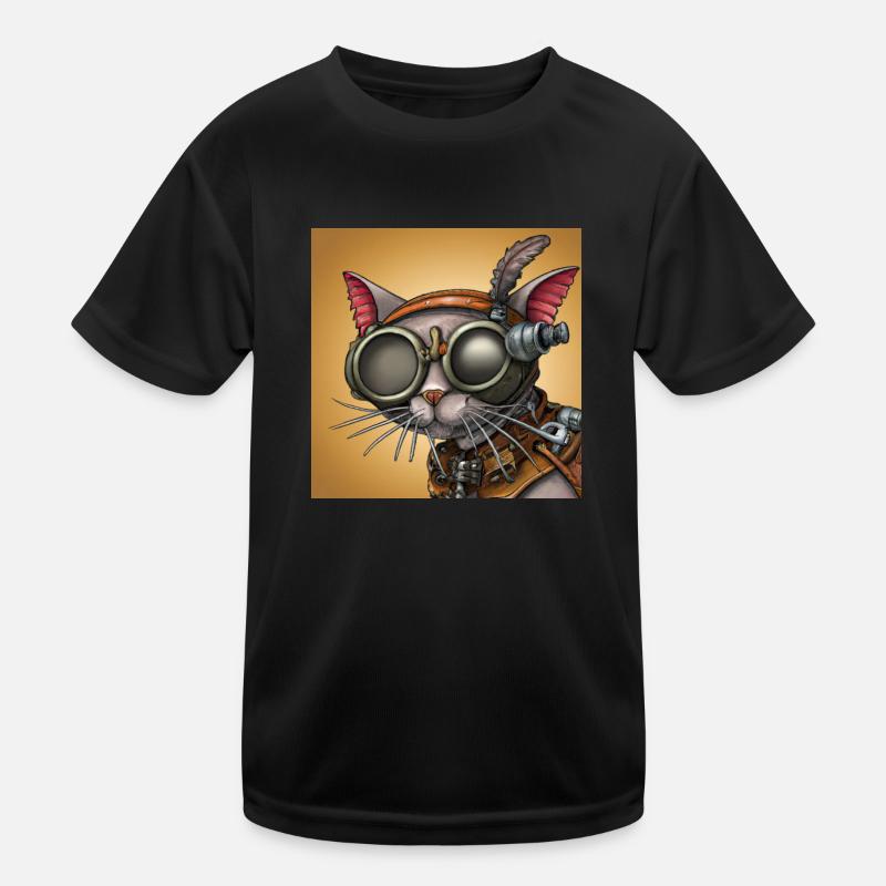 Une promenade dans l’ du robot : chat Steampunk T-shirt sport Enfant