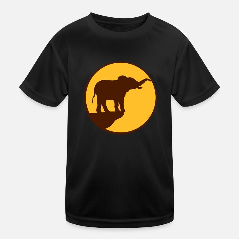 Mond Elefant Klippe Silhouette Kinder Funktions-T-Shirt