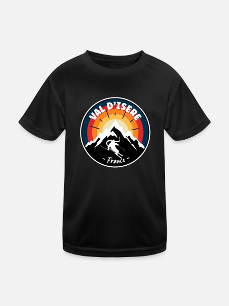 Ski à Val d’Isère France Vintage - T-shirt sport Enfant - noir - Devant