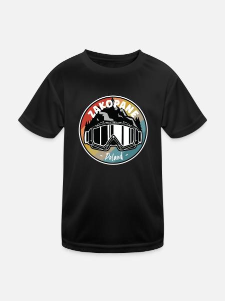 Skifahren in Zakopane Polen - Kinder Funktions-T-Shirt - Schwarz - Vorne