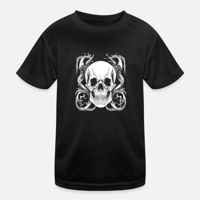 Halloween- oder Horror- Totenschädel - Kinder Funktions-T-Shirt - Schwarz