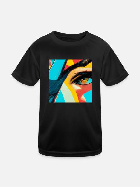 Comic Pop Art - Kinder Funktions-T-Shirt - Schwarz - Vorne