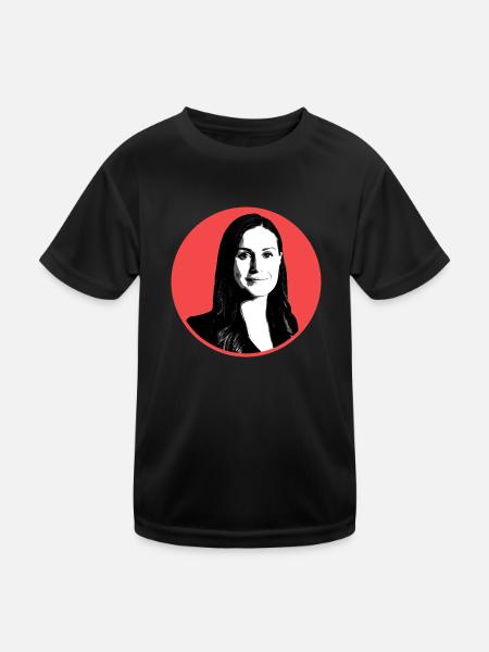 Sanna Marin - Ministerpräsidentin von Finnland - Kinder Funktions-T-Shirt - Schwarz - Vorne