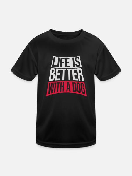better with a dog - Kids Functional T-Shirt - black - Front