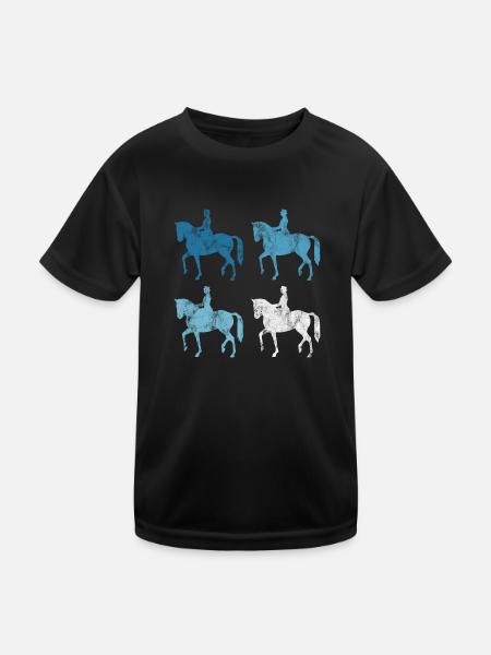 Dressurreiten Dressurreiter Reiten Reiter Pferd - Kinder Funktions-T-Shirt - Schwarz - Vorne