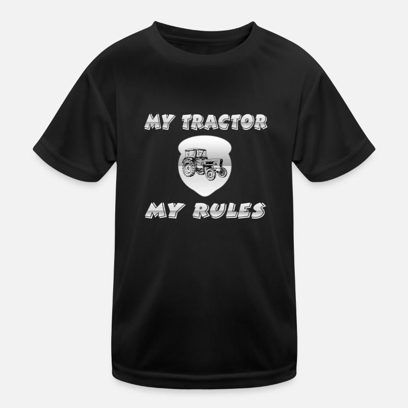 Traktor - Kinder Funktions-T-Shirt - Schwarz