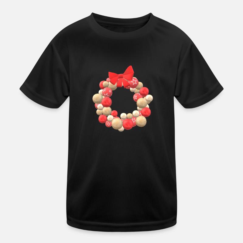 Weihnachten Weihnachtskranz Kranz Advent Winter - Kinder Funktions-T-Shirt - Schwarz