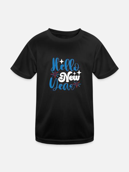 Hello New Year - Kinder Funktions-T-Shirt - Schwarz - Vorne