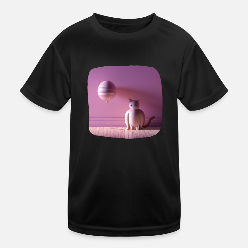 Rosa Katze mit einem Ballon Kinder Funktions-T-Shirt