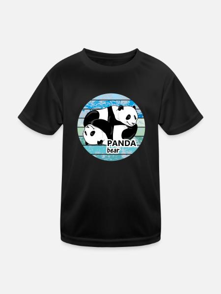 Niedliche Pandabären - Kinder Funktions-T-Shirt - Schwarz
