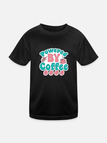 mum powered by coffee - Kids Functional T-Shirt - black - Front