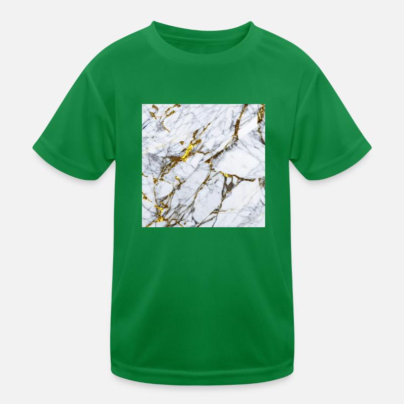 Marble White Gold Texture Kids Functional T-Shirt