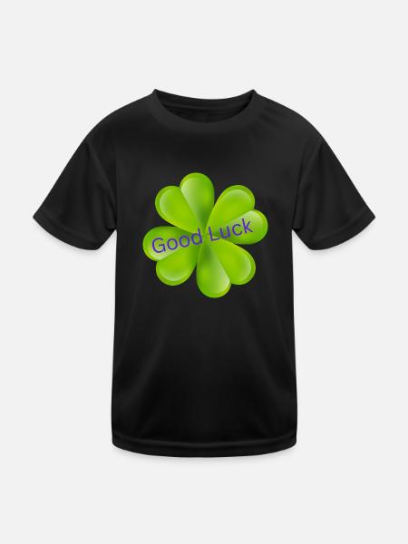 Good Luck - Kinder Funktions-T-Shirt - Schwarz - Vorne