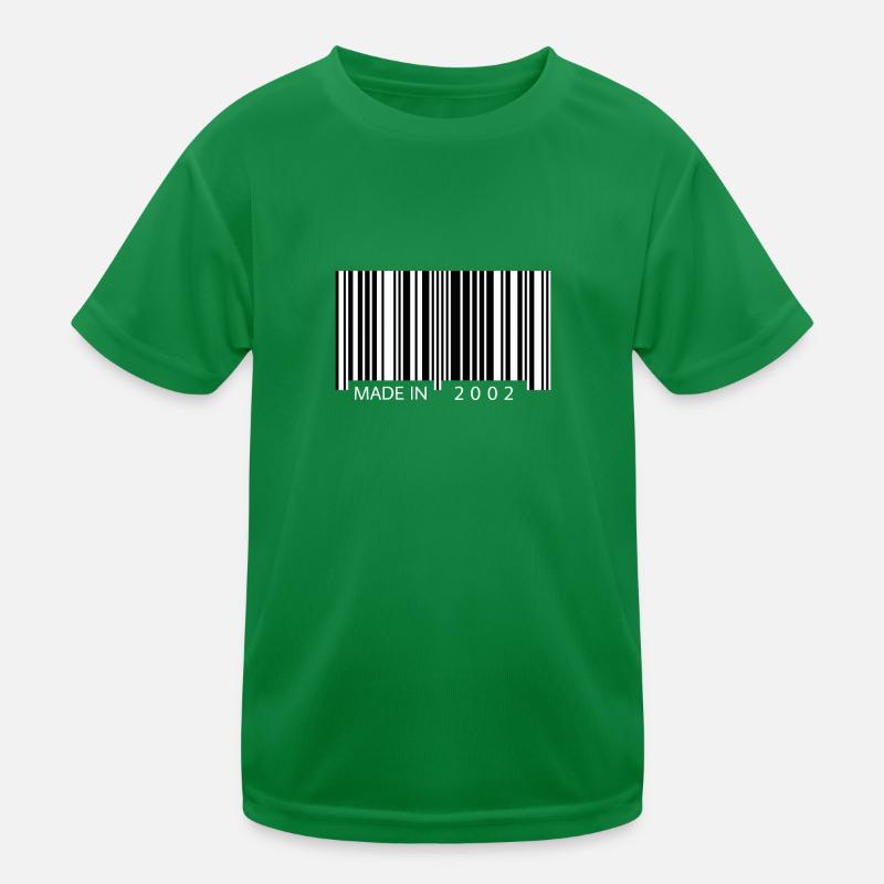 Made in 2002 Barcode Geschenk Kinder Funktions-T-Shirt