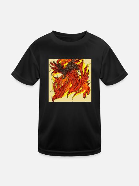 Illustration of a phoenix, vector style - Kids Functional T-Shirt - black