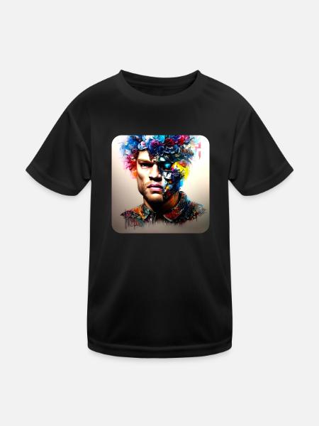 His deep rolling - Kinder Funktions-T-Shirt - Schwarz - Vorne